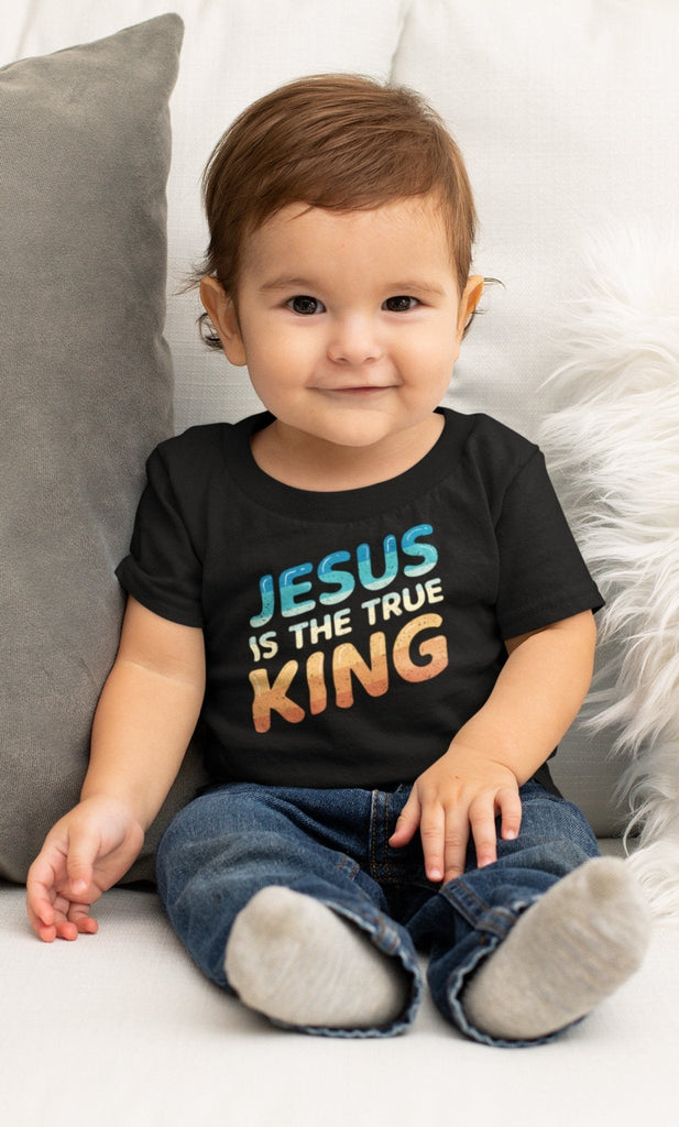 King Jesus - Baby's T -  Black / 6-12m, Black / 12-18m, Black / 18-24m, Heather Columbia Blue / 6-12m, Heather Columbia Blue / 12-18m, Heather Columbia Blue / 18-24m, Pink / 6-12m, Pink / 12-18m, Pink / 18-24m, White / 6-12m -  Trini-T Ministries