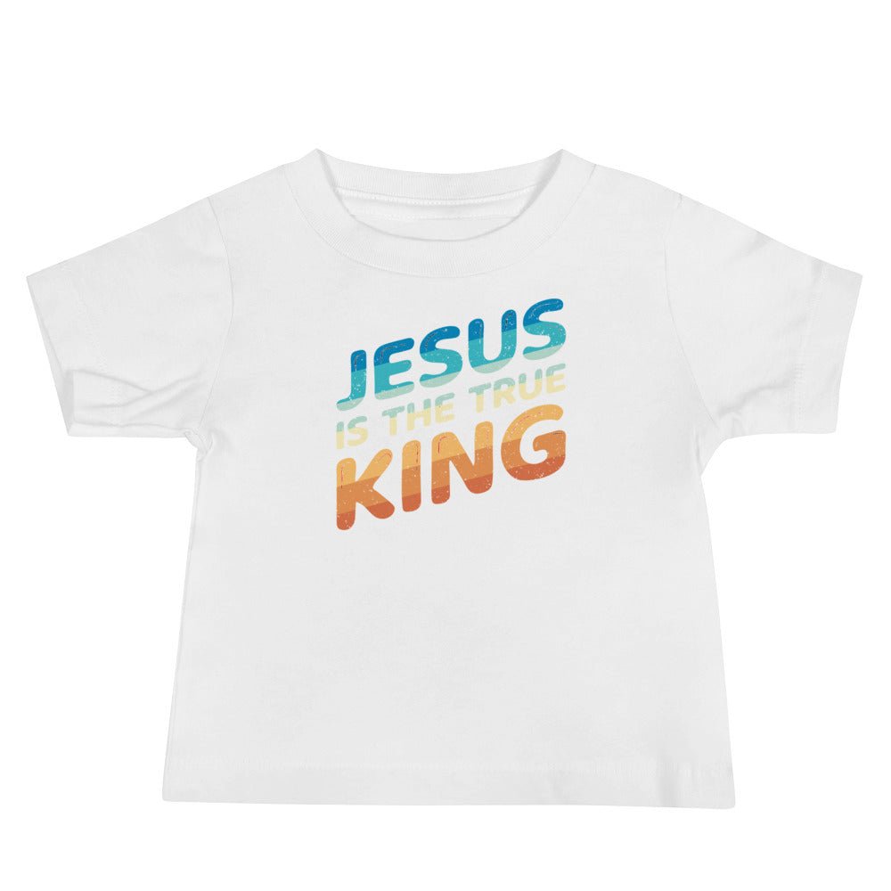 King Jesus - Baby's T -  Black / 6-12m, Black / 12-18m, Black / 18-24m, Heather Columbia Blue / 6-12m, Heather Columbia Blue / 12-18m, Heather Columbia Blue / 18-24m, Pink / 6-12m, Pink / 12-18m, Pink / 18-24m, White / 6-12m -  Trini-T Ministries