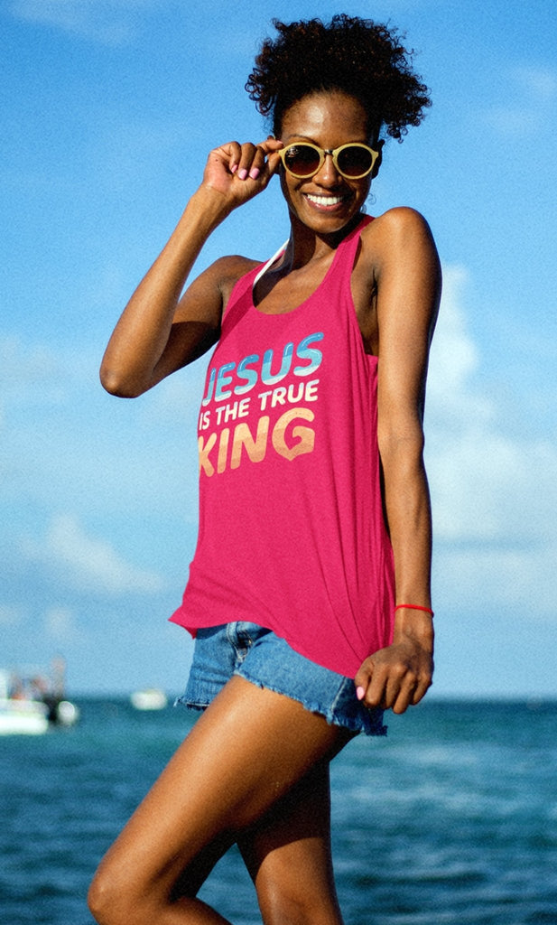 King Jesus - Women's Racerback Tank -  Vintage Black / XS, Vintage Black / S, Vintage Black / M, Vintage Black / L, Vintage Black / XL, Vintage Navy / XS, Vintage Navy / S, Vintage Navy / M, Vintage Navy / L, Vintage Navy / XL -  Trini-T Ministries