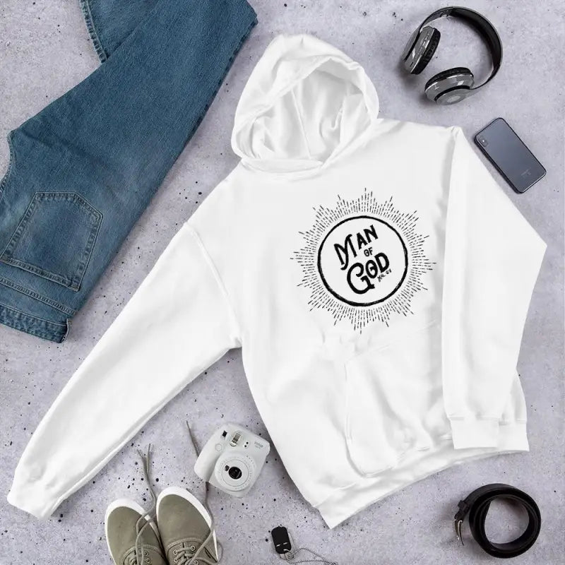 Man of God - Men’s Hoodie -  White / S, White / M, White / L, White / XL, White / 2XL, White / 3XL, White / 4XL, White / 5XL, Black / S, Black / M -  Trini-T Ministries