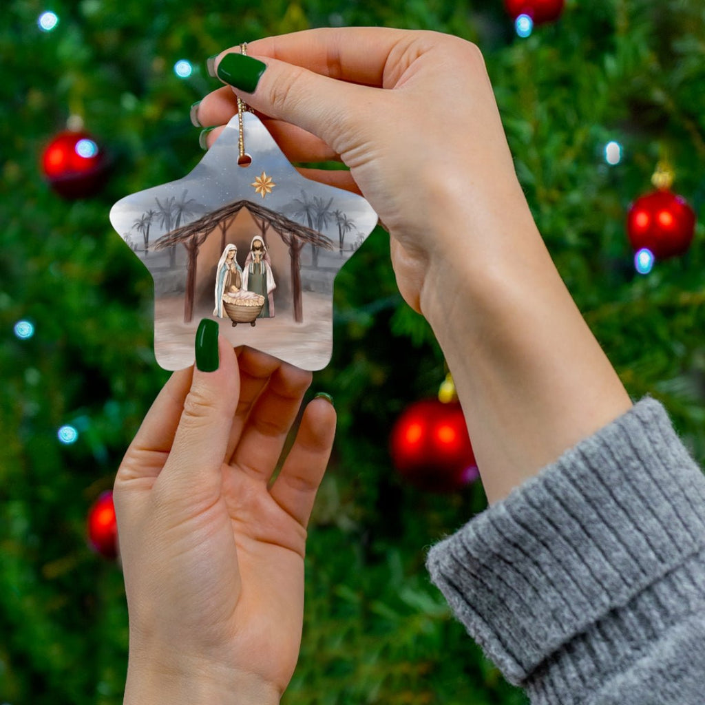 Nativity - Ceramic Ornament -  Star / One Size, Heart / One Size, Snowflake / One Size, Circle / One Size -  Trini-T Ministries