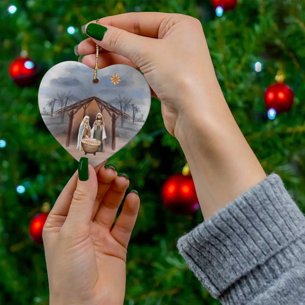 Nativity - Ceramic Ornament -  Star / One Size, Heart / One Size, Snowflake / One Size, Circle / One Size -  Trini-T Ministries