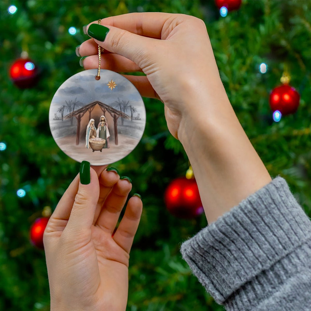 Nativity - Ceramic Ornament -  Star / One Size, Heart / One Size, Snowflake / One Size, Circle / One Size -  Trini-T Ministries