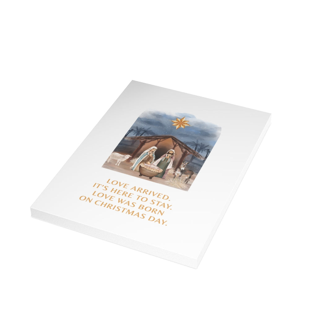 Festive Nativity greeting card showcasing a beautiful nativity scene illustration