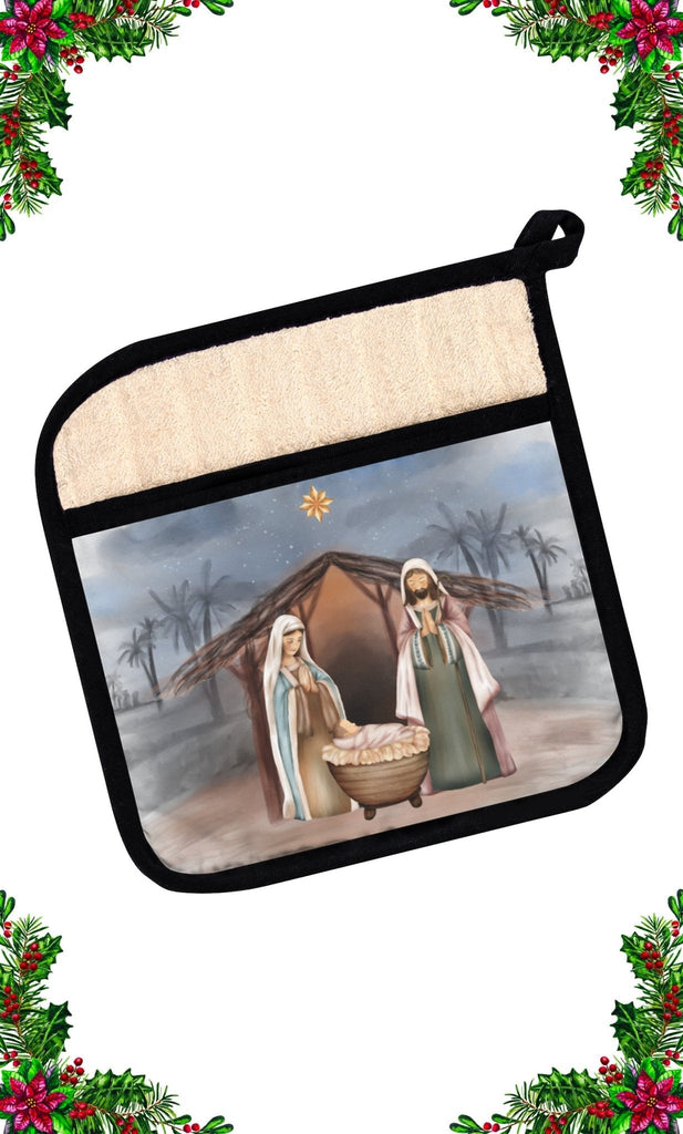 Nativity - Pot Holder -  White underbase / 9" × 9" -  Trini-T Ministries