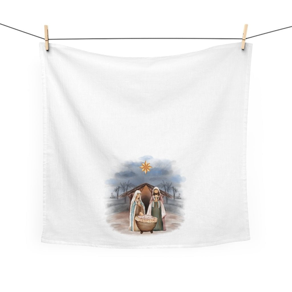 Nativity - Tea Towel -  White / 28" × 28" -  Trini-T Ministries