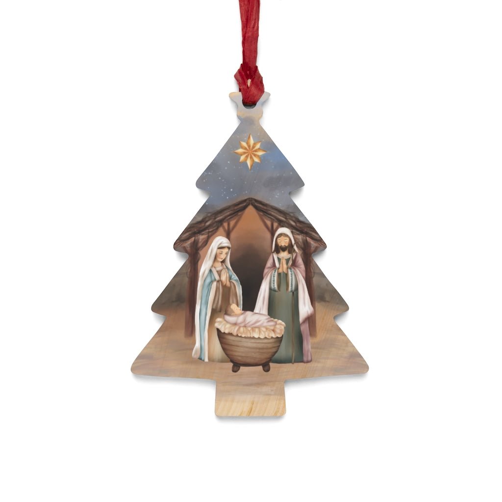 Nativity - Wooden Ornament -  Bell / One Size, Heart / One Size, Tree / One Size, Star / One Size -  Trini-T Ministries