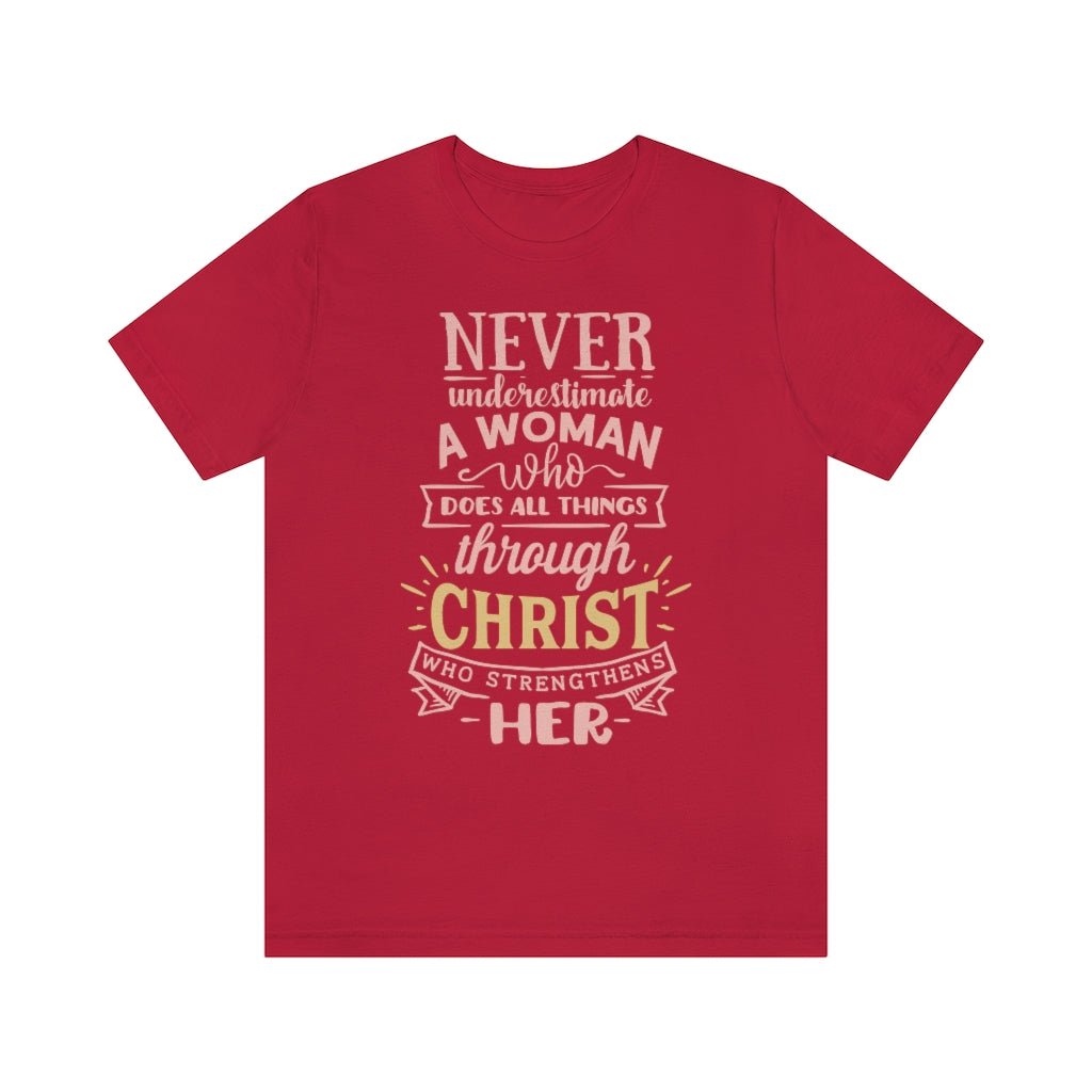 Never Underestimate - Women's T -  Aqua / S, Aqua / M, Aqua / L, Aqua / XL, Aqua / 2XL, Aqua / 3XL, Berry / S, Black / S, Navy / S, Red / S -  Trini-T Ministries