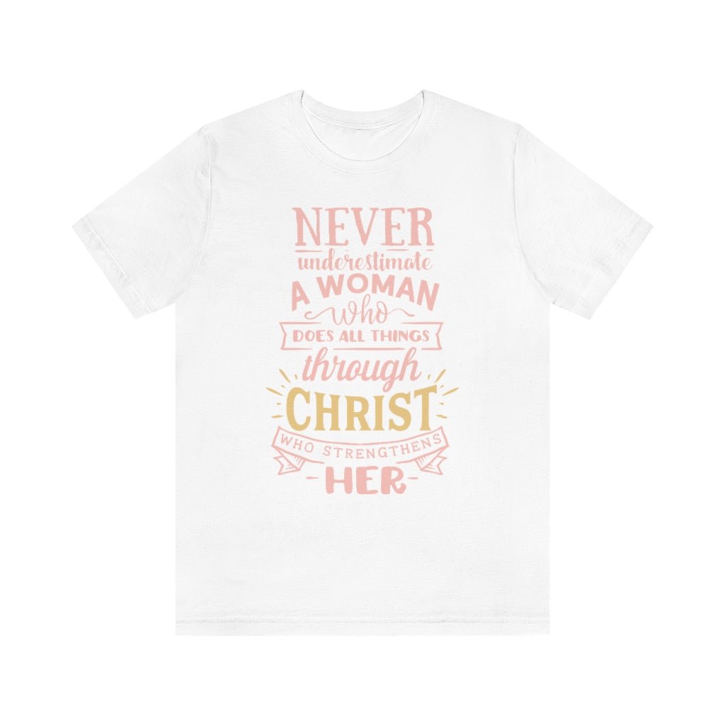 Never Underestimate - Women's T -  Aqua / S, Aqua / M, Aqua / L, Aqua / XL, Aqua / 2XL, Aqua / 3XL, Berry / S, Black / S, Navy / S, Red / S -  Trini-T Ministries