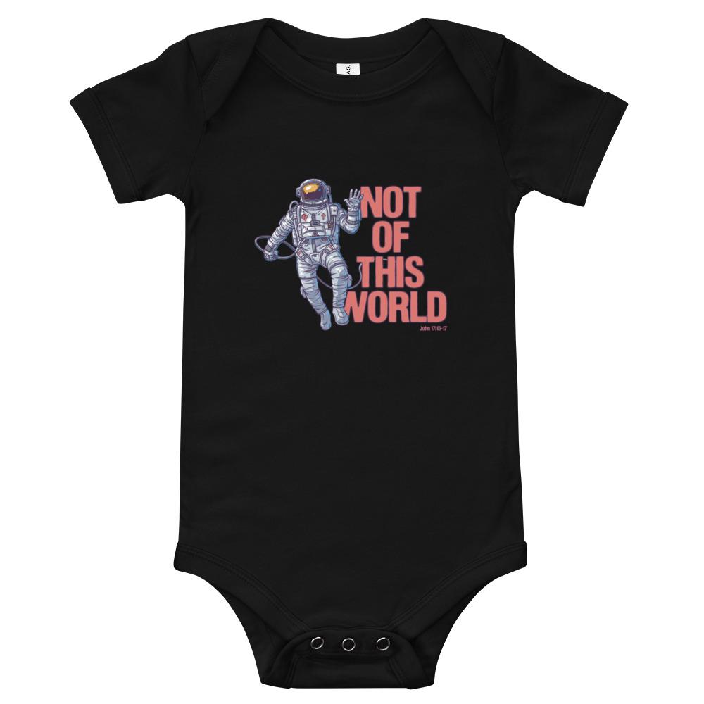 Not Of This World - Baby’s Romper -  Black / 3-6m, Black / 6-12m, Black / 12-18m, Black / 18-24m, Athletic Heather / 3-6m, Athletic Heather / 6-12m, Athletic Heather / 12-18m, Athletic Heather / 18-24m, White / 3-6m, White / 6-12m -  Trini-T Ministries