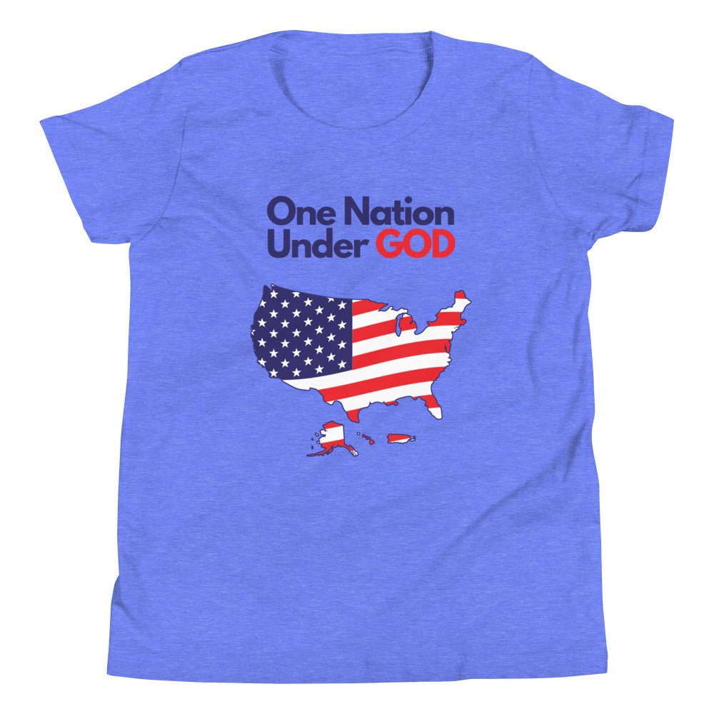 One Nation Under God - Kid’s T -  Black / S, Black / M, Black / L, Black / XL, True Royal / S, True Royal / M, True Royal / L, True Royal / XL, Heather Columbia Blue / S, Heather Columbia Blue / M -  Trini-T Ministries