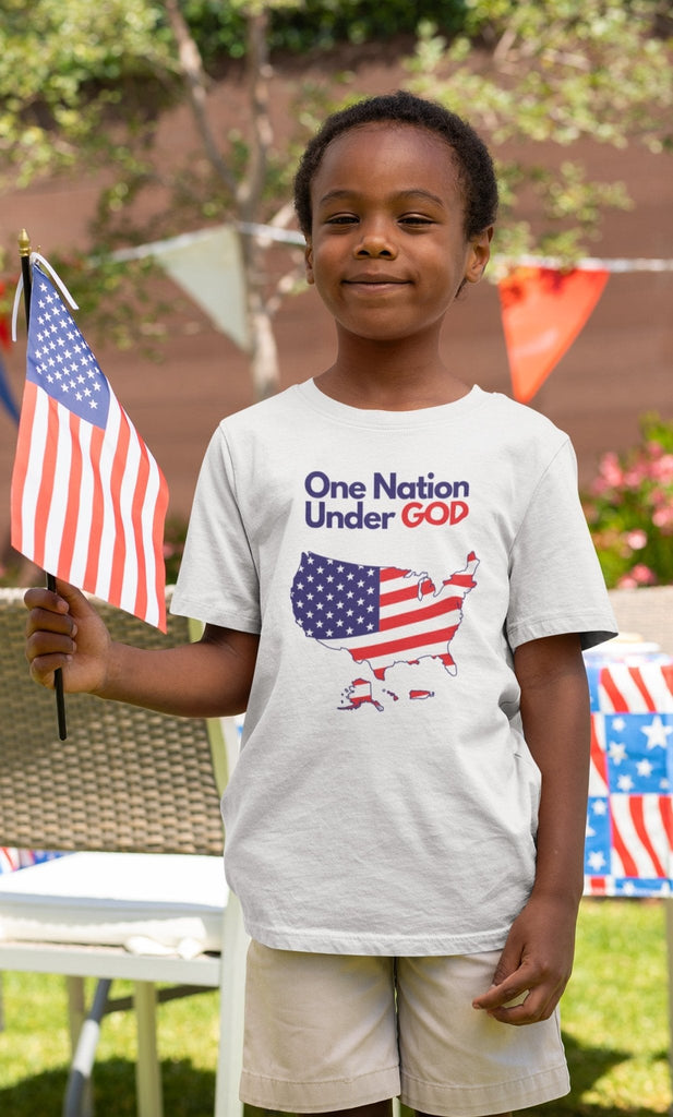 One Nation Under God - Kid’s T -  Black / S, Black / M, Black / L, Black / XL, True Royal / S, True Royal / M, True Royal / L, True Royal / XL, Heather Columbia Blue / S, Heather Columbia Blue / M -  Trini-T Ministries