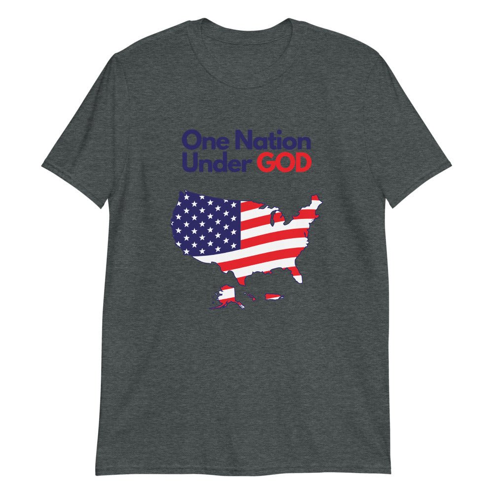 One Nation Under God - Men’s T -  Black / S, Black / M, Black / L, Black / XL, Black / 2XL, Black / 3XL, Dark Heather / S, Dark Heather / M, Dark Heather / L, Dark Heather / XL -  Trini-T Ministries