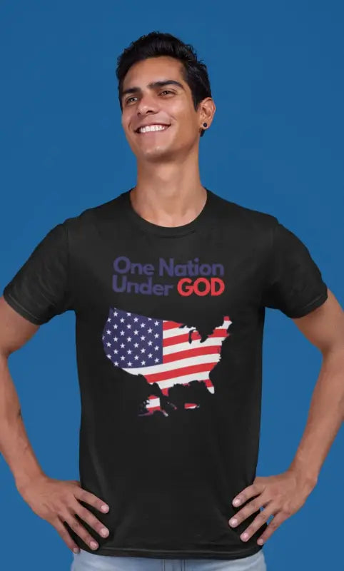 One Nation Under God - Men’s T -  Black / S, Black / M, Black / L, Black / XL, Black / 2XL, Black / 3XL, Dark Heather / S, Dark Heather / M, Dark Heather / L, Dark Heather / XL -  Trini-T Ministries