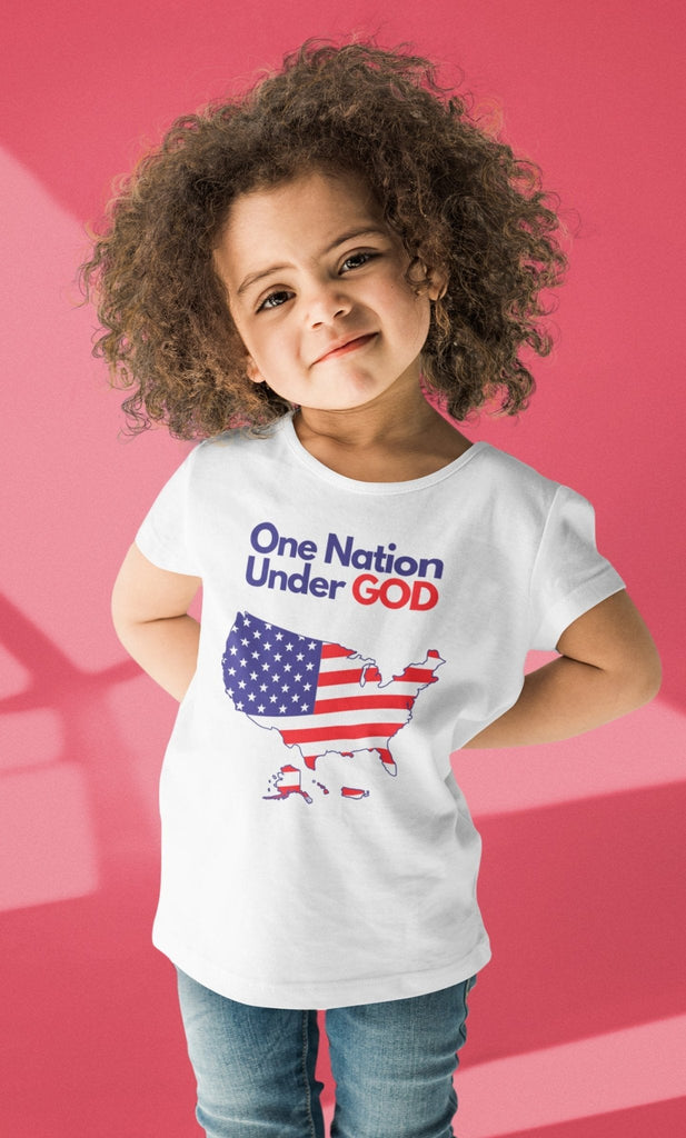 One Nation Under God - Toddler’s T -  Black / 2T, Black / 3T, Black / 4T, Black / 5T, Heather Columbia Blue / 2T, Heather Columbia Blue / 3T, Heather Columbia Blue / 4T, Heather Columbia Blue / 5T, Pink / 2T, Pink / 3T -  Trini-T Ministries