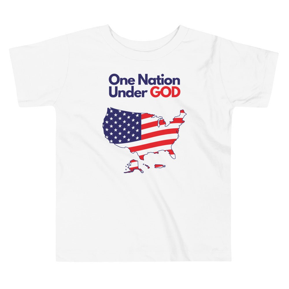 One Nation Under God - Toddler’s T -  Black / 2T, Black / 3T, Black / 4T, Black / 5T, Heather Columbia Blue / 2T, Heather Columbia Blue / 3T, Heather Columbia Blue / 4T, Heather Columbia Blue / 5T, Pink / 2T, Pink / 3T -  Trini-T Ministries