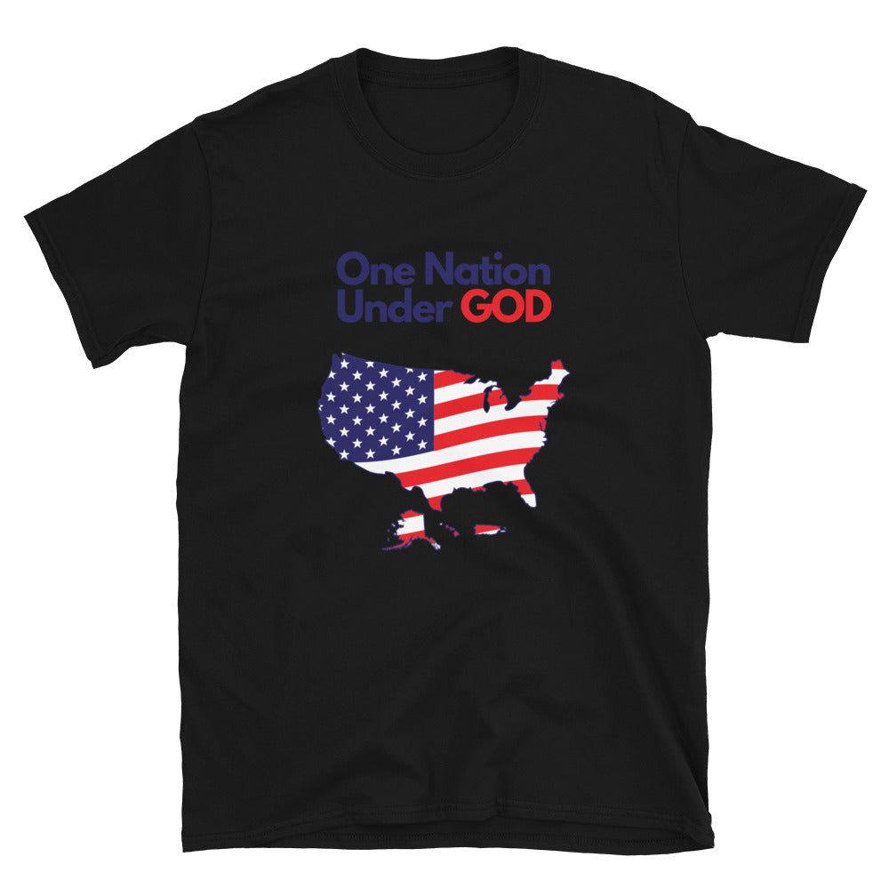 One Nation Under God - Women’s T -  Black / S, Black / M, Black / L, Black / XL, Black / 2XL, Black / 3XL, Dark Heather / S, Dark Heather / M, Dark Heather / L, Dark Heather / XL -  Trini-T Ministries