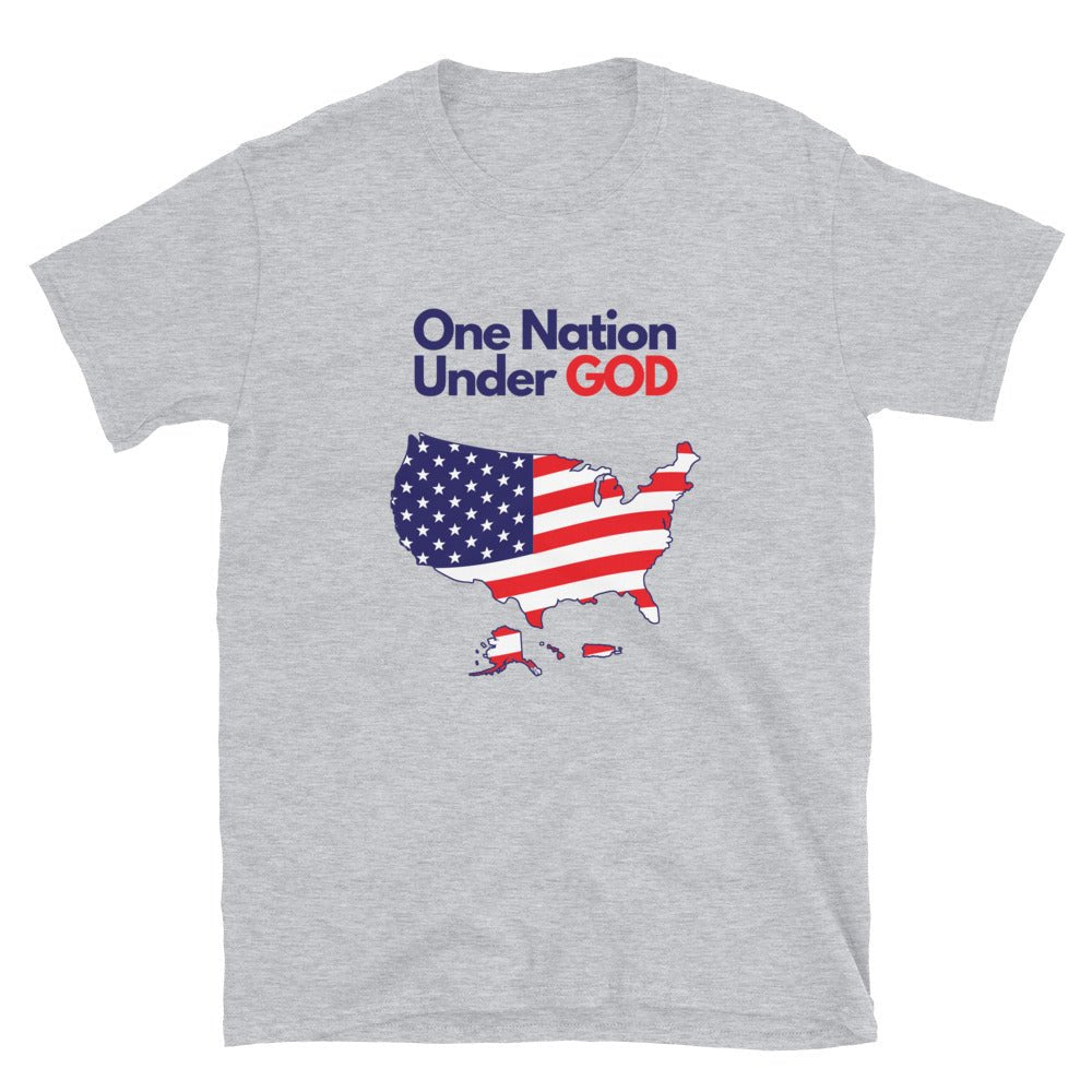 One Nation Under God - Women’s T -  Black / S, Black / M, Black / L, Black / XL, Black / 2XL, Black / 3XL, Dark Heather / S, Dark Heather / M, Dark Heather / L, Dark Heather / XL -  Trini-T Ministries