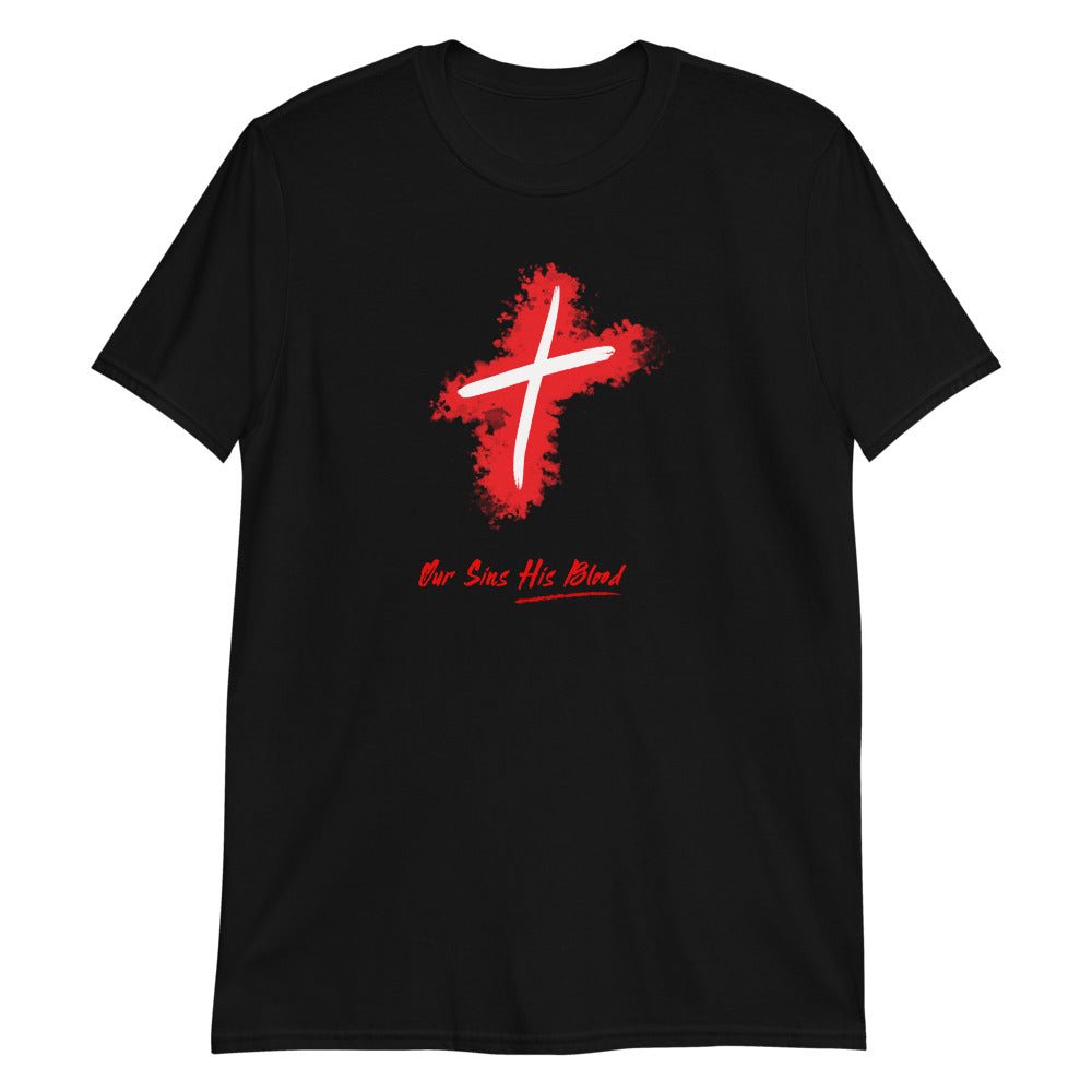 Our Sins His Blood - Men’s T -  Black / S, Black / M, Black / L, Black / XL, Black / 2XL, Black / 3XL, White / S, White / M, White / L, White / XL -  Trini-T Ministries