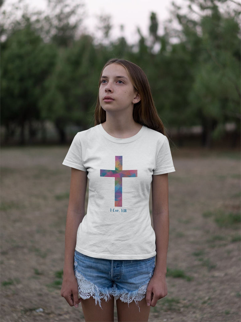 Polygonal Cross - Kid’s T -  Black / S, Black / M, Black / L, Black / XL, White / S, White / M, White / L, White / XL -  Trini-T Ministries