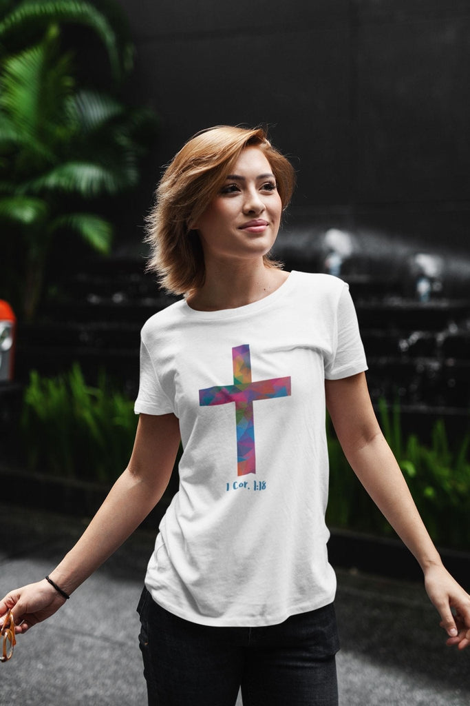 Polygonal Cross - Women’s T -  White / XS, White / S, White / M, White / L, White / XL, White / 2XL, White / 3XL, Black / XS, Black / S, Black / M -  Trini-T Ministries