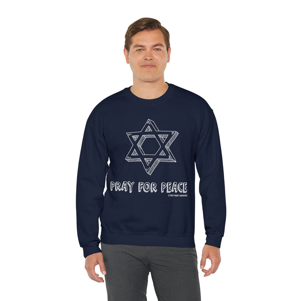 Pray For Peace - Sweatshirt -  S / White, S / Black, M / Navy, M / White, M / Black, L / Navy, L / White, L / Black, XL / Navy, XL / White -  Trini-T Ministries