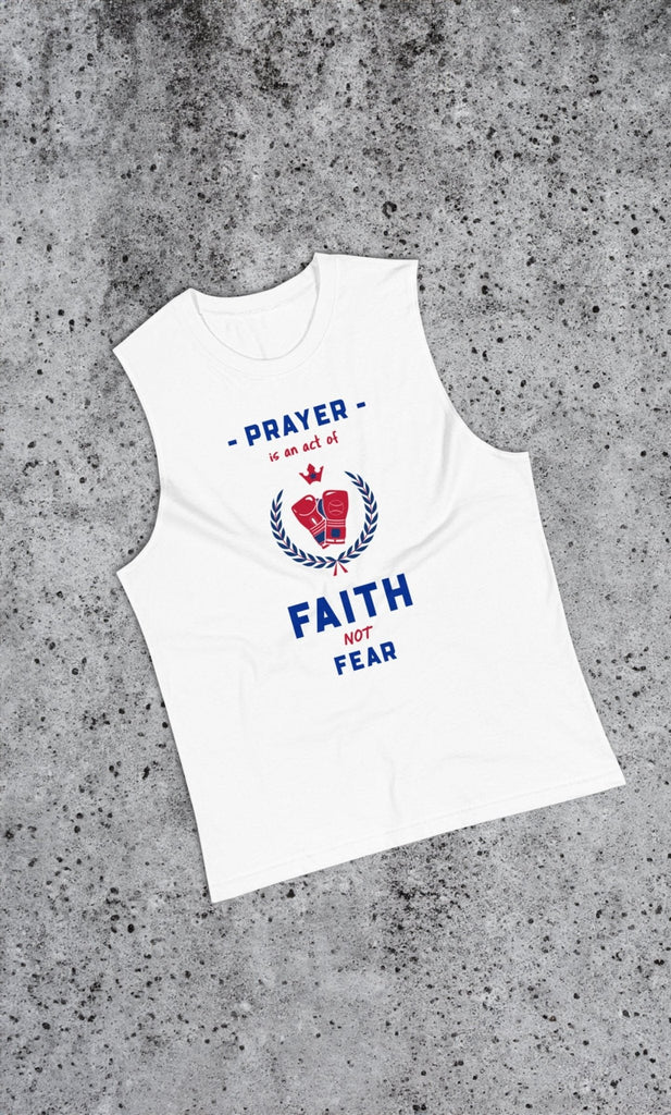 Prayer Is An Act Of Faith - Muscle T -  Navy / S, Navy / M, Navy / L, Navy / XL, Navy / 2XL, Black / S, Black / M, Black / L, Black / XL, Black / 2XL -  Trini-T Ministries