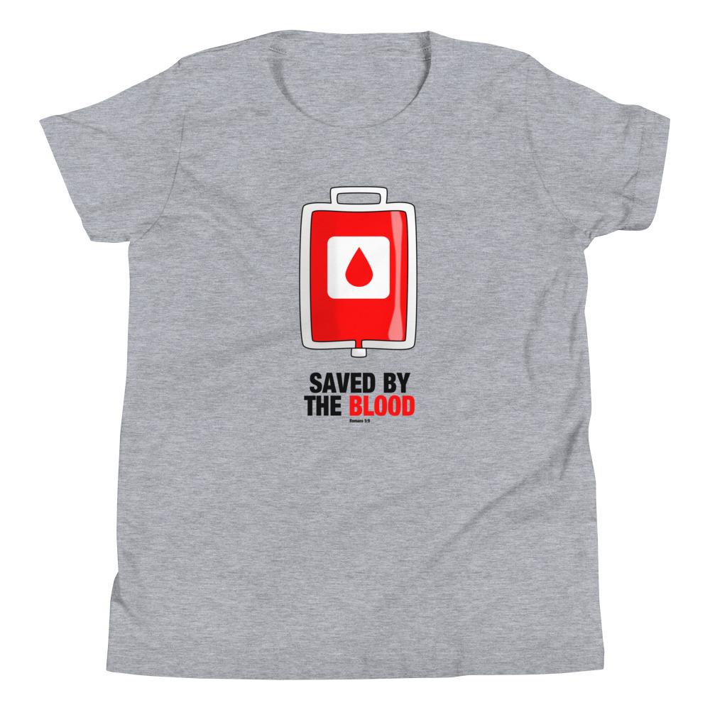 Saved By the Blood - Kid’s T -  Kelly / S, Kelly / M, Kelly / L, Kelly / XL, Athletic Heather / S, Athletic Heather / M, Athletic Heather / L, Athletic Heather / XL, True Royal / S, True Royal / M -  Trini-T Ministries