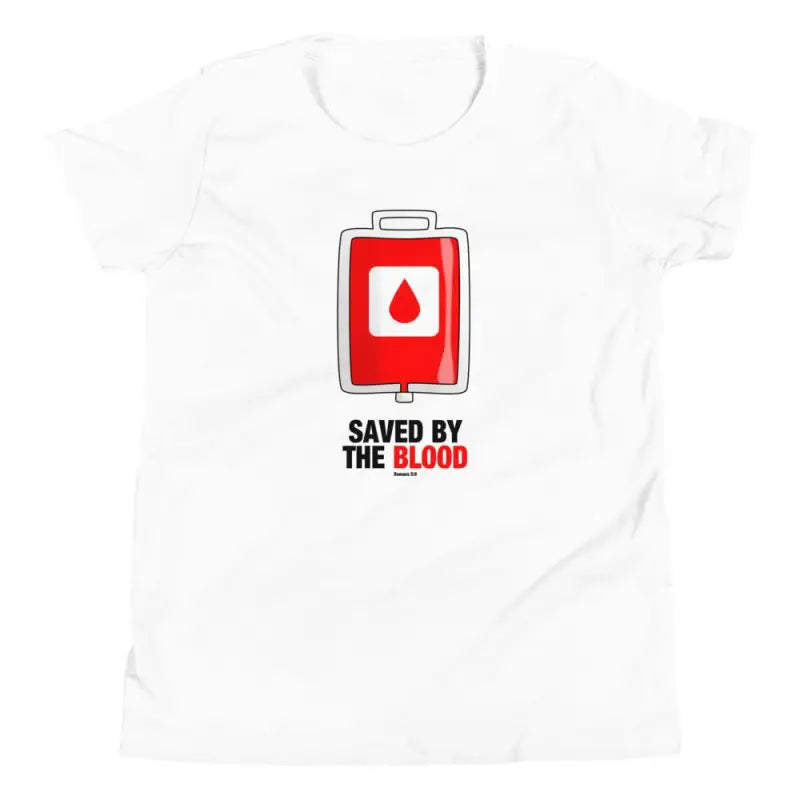 Saved By the Blood - Kid’s T -  Kelly / S, Kelly / M, Kelly / L, Kelly / XL, Athletic Heather / S, Athletic Heather / M, Athletic Heather / L, Athletic Heather / XL, True Royal / S, True Royal / M -  Trini-T Ministries