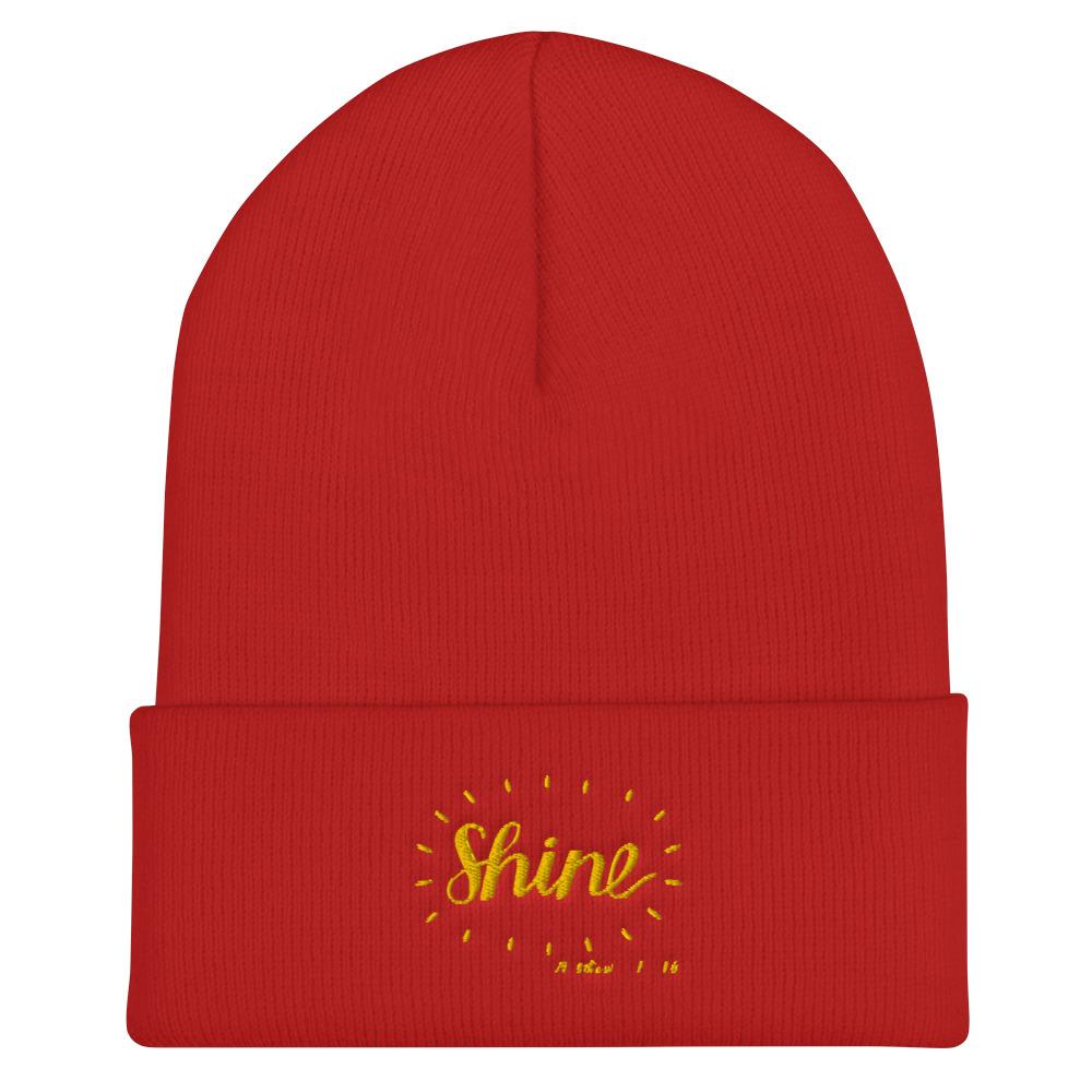 Shine - Cuffed Beanie -  Black, Navy, Spruce, Red, Heather Grey, White -  Trini-T Ministries