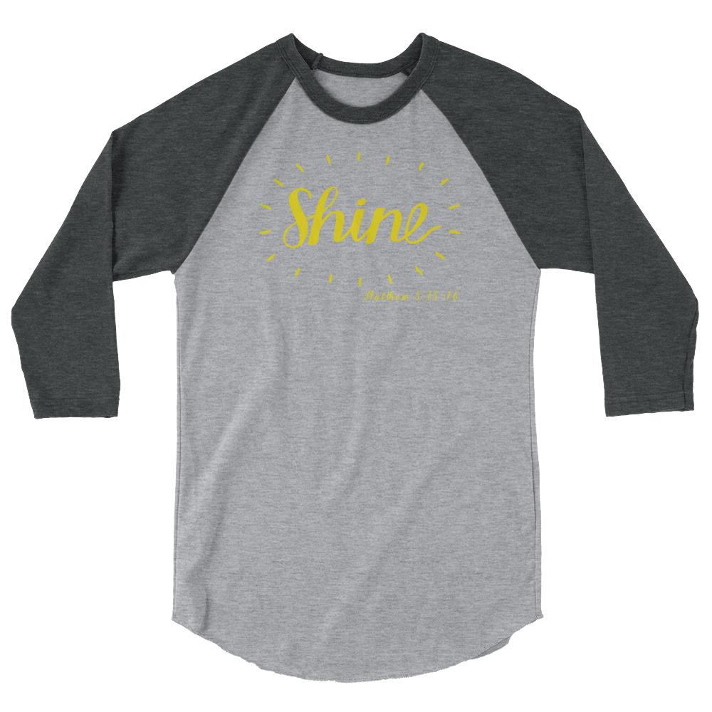 Shine - Men’s 3/4 Sleeve -  Heather Denim/Navy / XS, Heather Denim/Navy / S, Heather Denim/Navy / M, Heather Denim/Navy / L, Heather Denim/Navy / XL, Heather Denim/Navy / 2XL, Heather Grey/Black / XS, Heather Grey/Black / S, Heather Grey/Black / M, Heather Grey/Black / L -  Trini-T Ministries