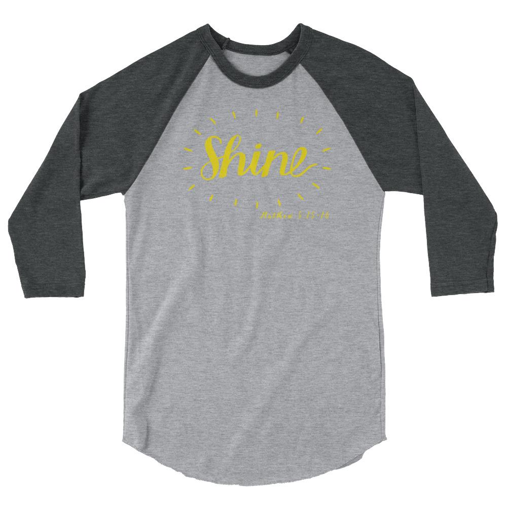 Shine - Women’s 3/4 Sleeve -  Heather Denim/Navy / XS, Heather Denim/Navy / S, Heather Denim/Navy / M, Heather Denim/Navy / L, Heather Denim/Navy / XL, Heather Denim/Navy / 2XL, Heather Grey/Black / XS, Heather Grey/Black / S, Heather Grey/Black / M, Heather Grey/Black / L -  Trini-T Ministries