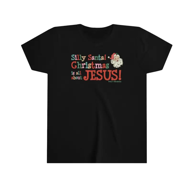 Silly Santa Christmas Kids T-Shirt – Celebrate Jesus with Fun and Faith -  Navy / S, Navy / M, Navy / L, Navy / XL, Black / S, White / S, Maroon / S, True Royal / S, Team Purple / S, Black / M -  Trini-T Ministries