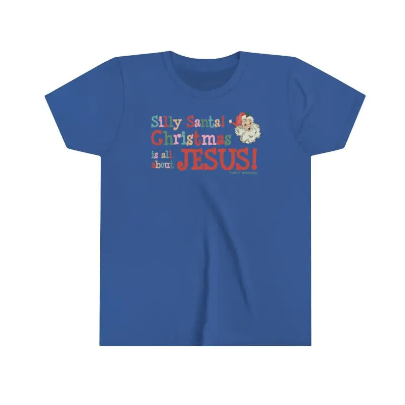 Silly Santa Christmas Kids T-Shirt – Celebrate Jesus with Fun and Faith -  Navy / S, Navy / M, Navy / L, Navy / XL, Black / S, White / S, Maroon / S, True Royal / S, Team Purple / S, Black / M -  Trini-T Ministries