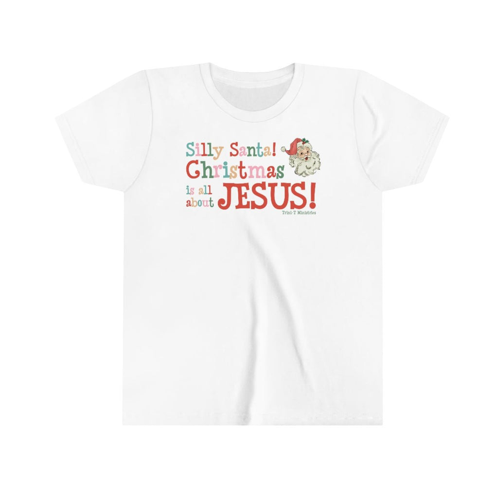 Silly Santa Christmas Kids T-Shirt – Celebrate Jesus with Fun and Faith -  Navy / S, Navy / M, Navy / L, Navy / XL, Black / S, White / S, Maroon / S, True Royal / S, Team Purple / S, Black / M -  Trini-T Ministries