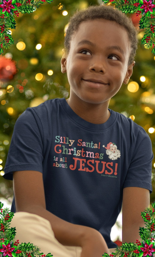 Silly Santa - Kid's T -  Navy / S, Navy / M, Navy / L, Navy / XL, Black / S, White / S, Maroon / S, True Royal / S, Team Purple / S, Black / M -  Trini-T Ministries