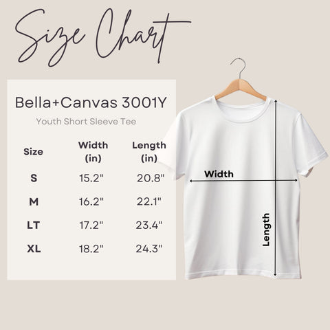 Size Chart - Bella + Canvas 3001Y Kid’s T-shirt