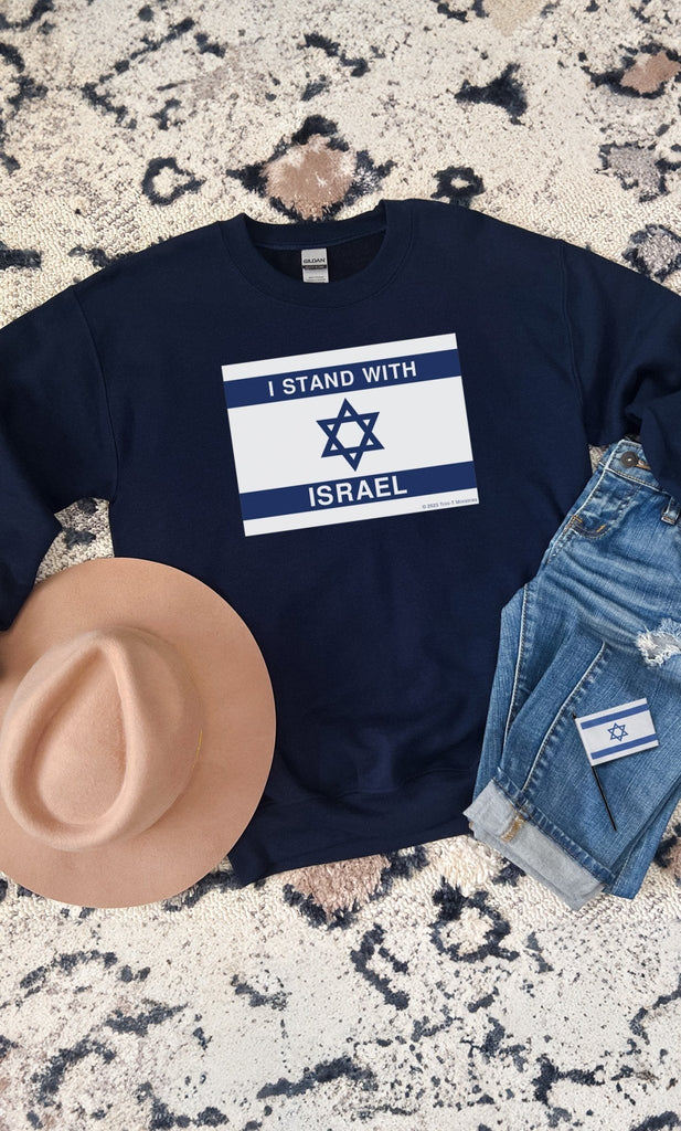 Stand With Israel - Sweatshirt -  S / Dark Heather, S / White, S / Black, M / Dark Heather, M / Navy, M / White, M / Black, L / Dark Heather, L / Navy, L / White -  Trini-T Ministries