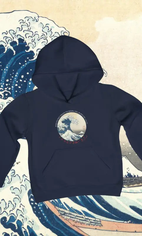 The Great Wave - Kid's Hoodie -  Carolina Blue / S, Light Pink / S, Navy / S, Purple / S, Sport Grey / S, White / S, Black / S, Forest Green / S, Carolina Blue / M, Light Pink / M -  Trini-T Ministries