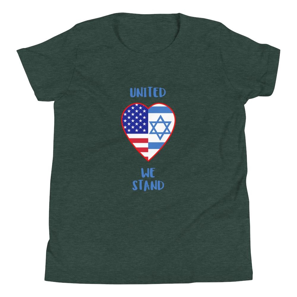 United We Stand - USA + Israel - Kid’s T -  Black / S, Black / M, Black / L, Black / XL, Heather Forest / S, Heather Forest / M, Heather Forest / L, Heather Forest / XL, Navy / S, Navy / M -  Trini-T Ministries