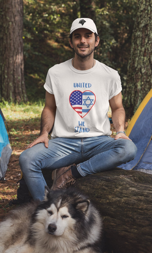 United We Stand - USA + Israel - Men’s T -  White / S, White / M, White / L, White / XL, White / 2XL, White / 3XL, City Green / S, City Green / M, City Green / L, City Green / XL -  Trini-T Ministries