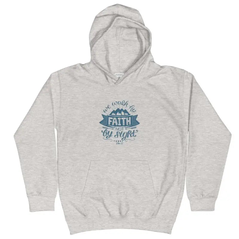 Walk By Faith - Kid’s Hoodie -  Jet Black / XS, Jet Black / S, Jet Black / M, Jet Black / L, Jet Black / XL, Royal Blue / XS, Royal Blue / S, Royal Blue / M, Royal Blue / L, Royal Blue / XL -  Trini-T Ministries