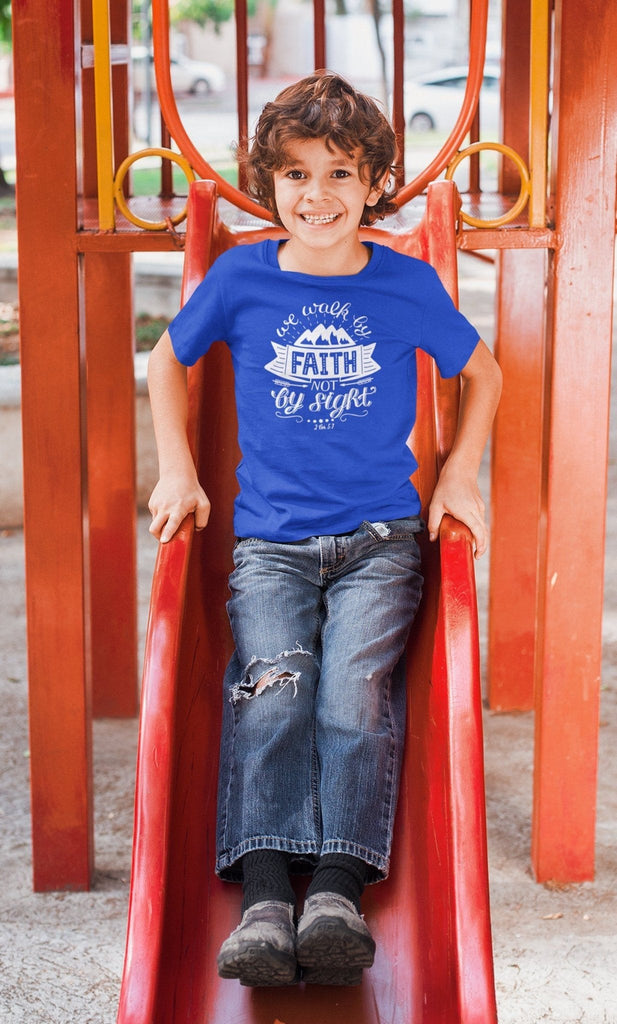 Walk By Faith - Kid’s T -  Black / S, Black / M, Black / L, Black / XL, Navy / S, Navy / M, Navy / L, Navy / XL, Red / S, Red / M -  Trini-T Ministries