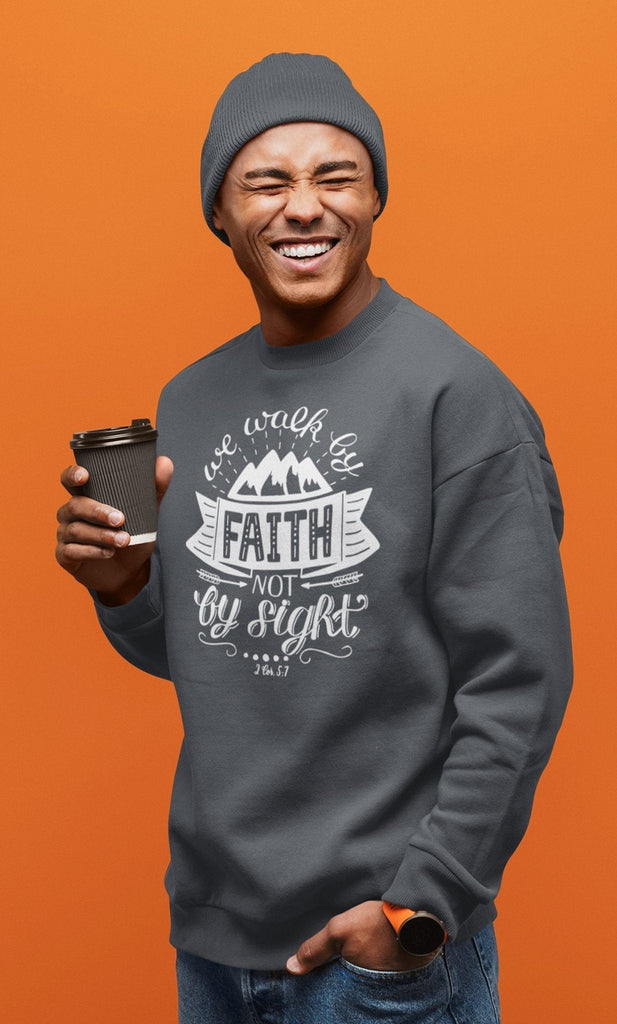 Walk By Faith - Men’s Sweatshirt -  Black / S, Black / M, Black / L, Black / XL, Navy / S, Navy / M, Navy / L, Navy / XL, Maroon / S, Maroon / M -  Trini-T Ministries