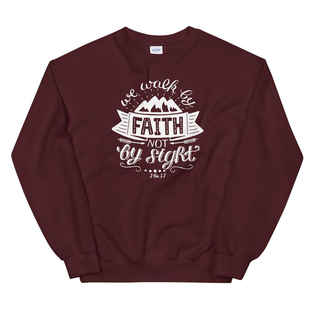 Walk By Faith - Men’s Sweatshirt -  Black / S, Black / M, Black / L, Black / XL, Navy / S, Navy / M, Navy / L, Navy / XL, Maroon / S, Maroon / M -  Trini-T Ministries