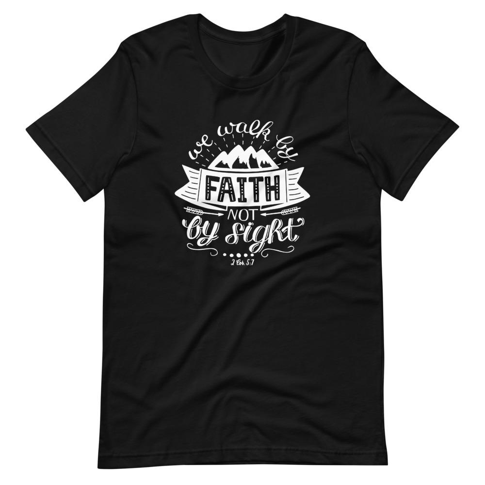 Walk By Faith - Men’s T -  Black / XS, Black / S, Black / M, Black / L, Black / XL, Black / 2XL, Black / 3XL, Navy / XS, Navy / S, Navy / M -  Trini-T Ministries