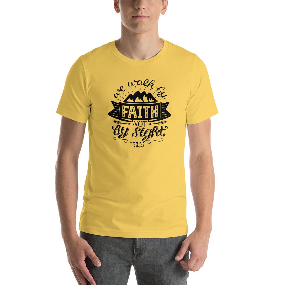 Walk By Faith - Men’s T -  Black / XS, Black / S, Black / M, Black / L, Black / XL, Black / 2XL, Black / 3XL, Navy / XS, Navy / S, Navy / M -  Trini-T Ministries