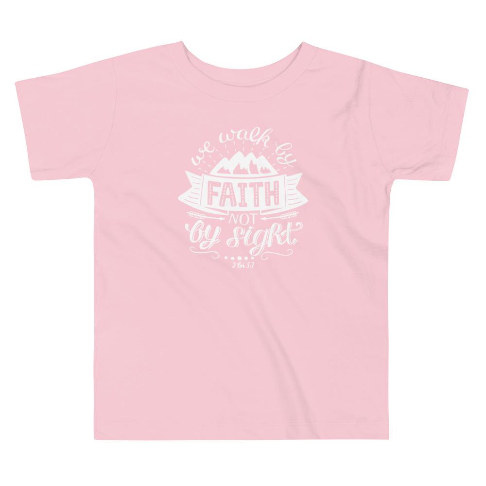 Walk By Faith - Toddler’s T -  Black / 2T, Black / 3T, Black / 4T, Black / 5T, Pink / 2T, Pink / 3T, Pink / 4T, Pink / 5T, White / 2T, White / 3T -  Trini-T Ministries