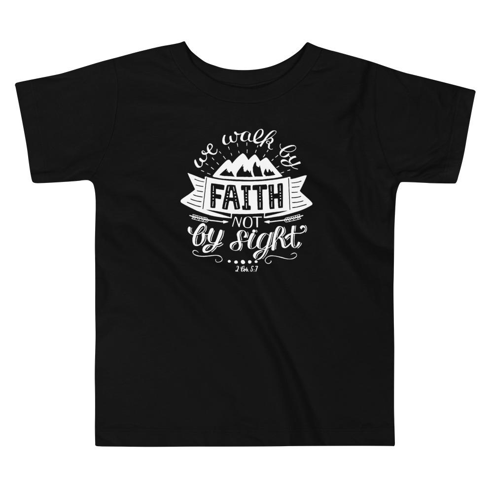 Walk By Faith - Toddler’s T -  Black / 2T, Black / 3T, Black / 4T, Black / 5T, Pink / 2T, Pink / 3T, Pink / 4T, Pink / 5T, White / 2T, White / 3T -  Trini-T Ministries