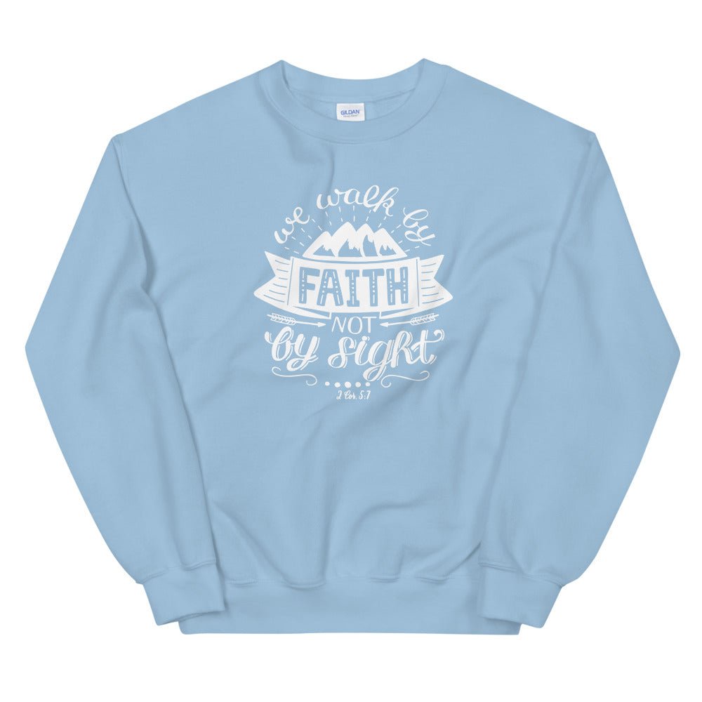 Walk By Faith - Women’s Sweatshirt -  Black / S, Black / M, Black / L, Black / XL, Black / 2XL, Black / 3XL, Black / 4XL, Black / 5XL, Navy / S, Navy / M -  Trini-T Ministries